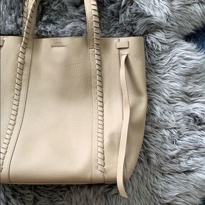 All Saints taupe pebbled leather tote